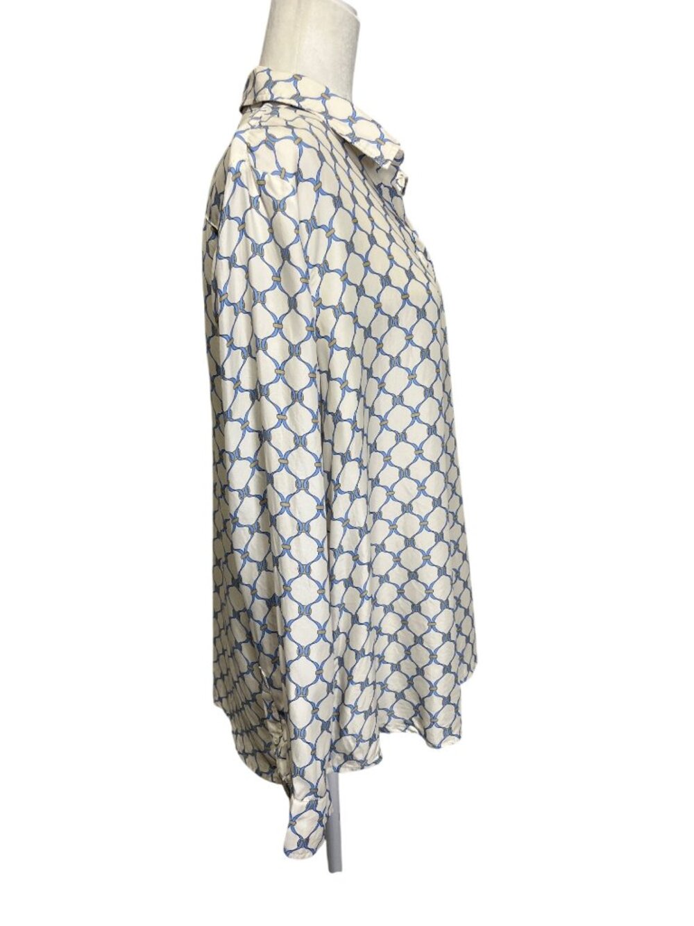 J. Mclaughlin Women Size XL Shirt Button-Up Silk-Blend Top Geometric Long Sleeve - Picture 4 of 9